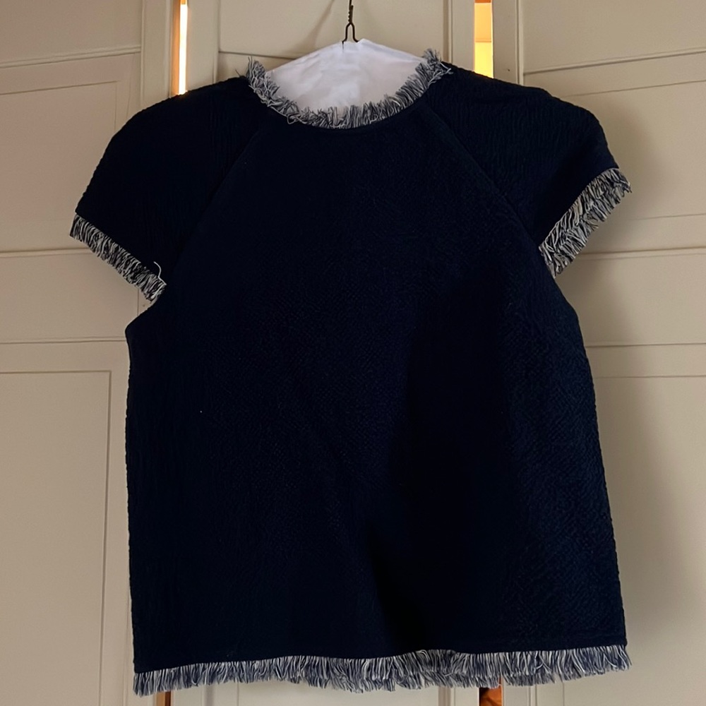 Navy tweed top